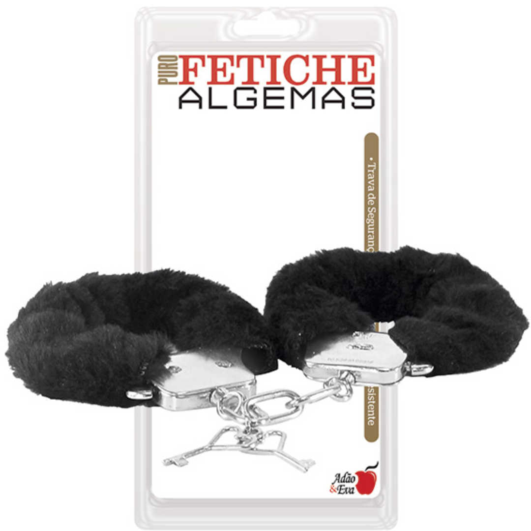 Algemas Erótica em metal com pelúcia - Preto