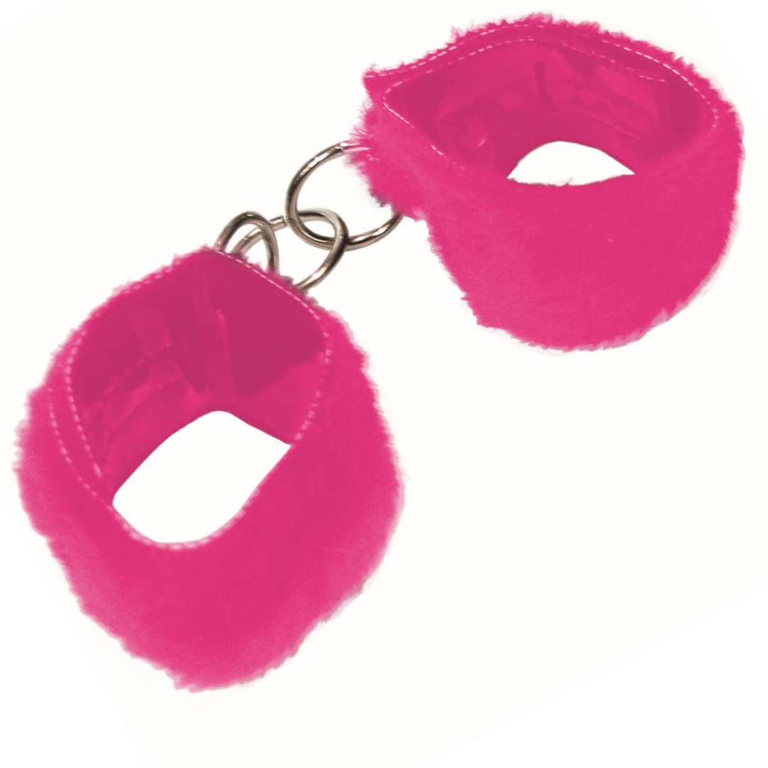 Algema de pélucia com vinil fechadas com velcro - Rosa - Sexshop