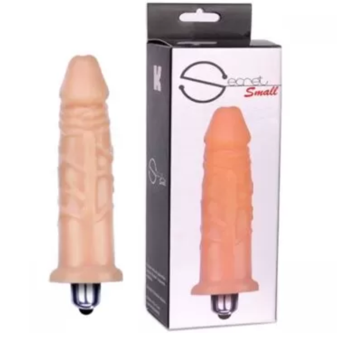 Pênis Realístico com vibrador 12x3cm Bege - Sexshop