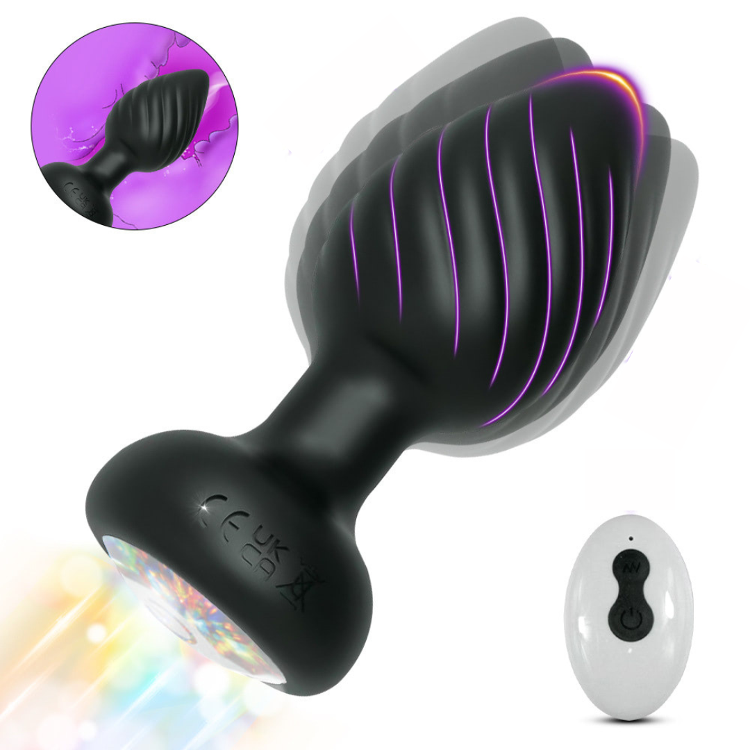 Plug Anal 10 Velocidades Luz de Led, Controle Remoto Sem Fio