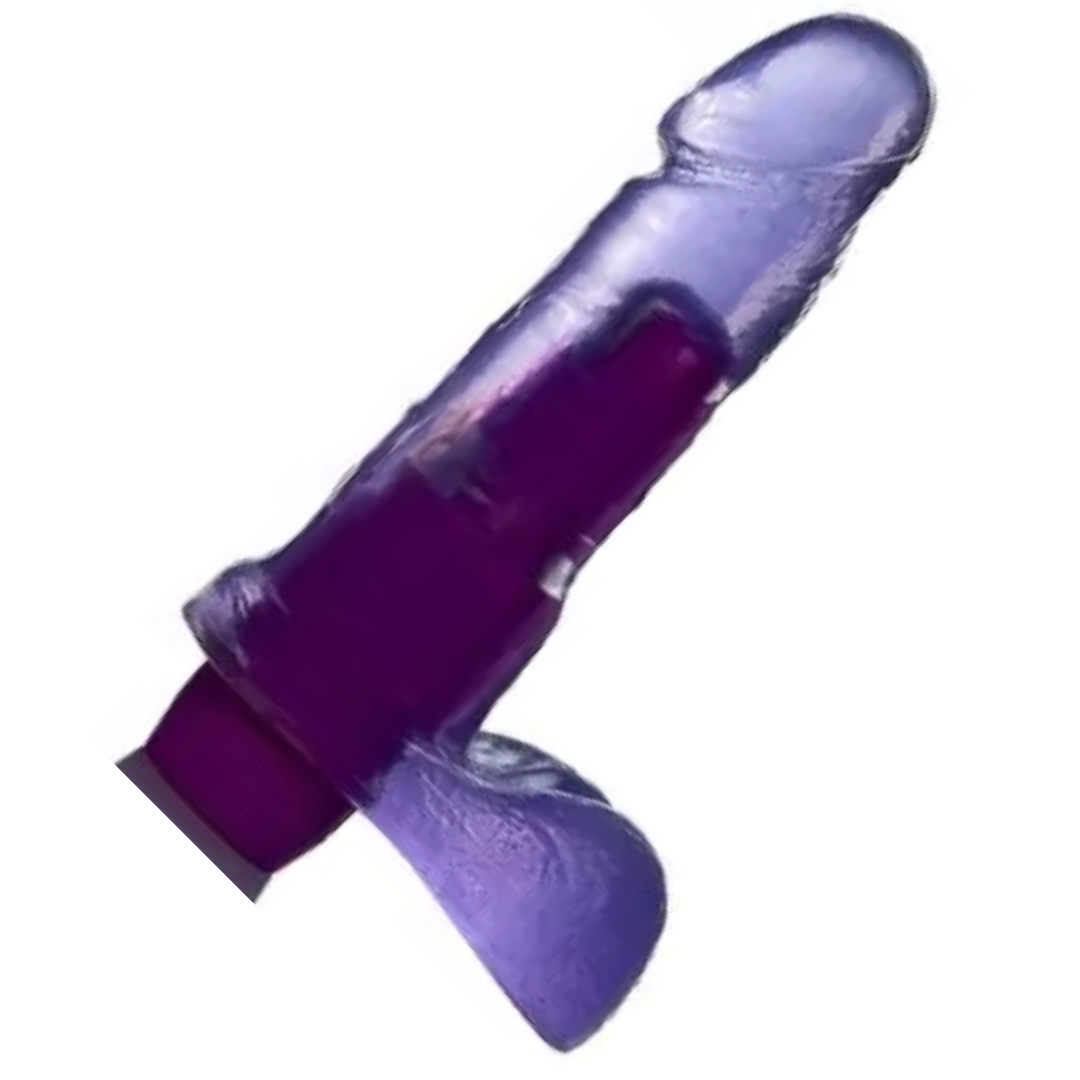 Pênis Realístico Prótese com Escroto Gel Aroma Uva - 16,5x4 cm com vibrador - Imagem 3