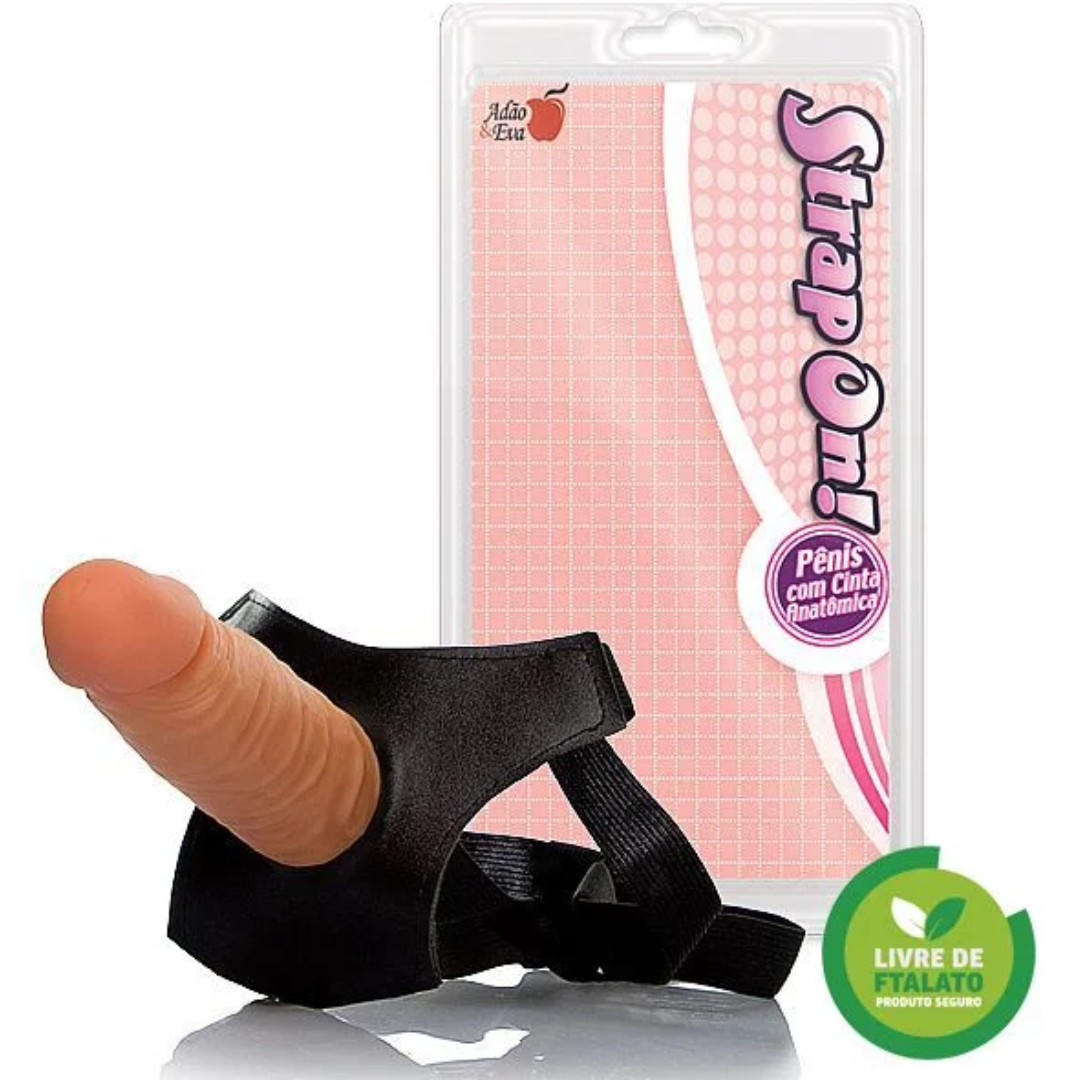 Cinta com pênis realístico Strap On - Pele 14,5x4cm - Imagem 2