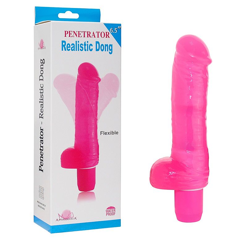 Pênis Rosa em silicone com vibrador E escroto - Aphrodisia Sex shop