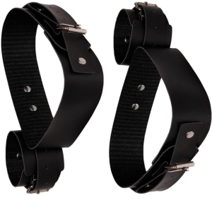 Algemas Para Punhos e Coxas em Couro Com Regulagem Preto