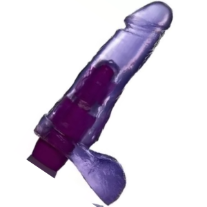 Pênis Realístico Prótese com Escroto Gel Aroma Uva - 20x4,5 cm com vibrador - Sexshop