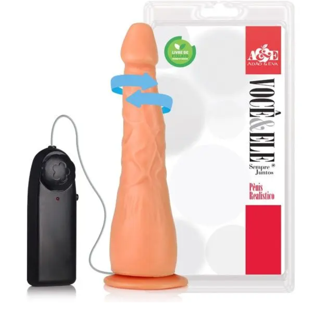 Pênis Rotativo explorer com ventosa - 20x4 cm na cor pele - Rotativo com a função reverse - Sexshop