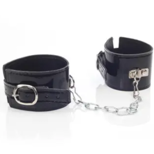 Algema Erótica para Punhos ou Tornozeleira em Vinil Preta - Sex shop
