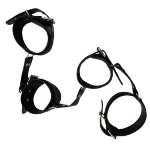 Kit Bondage Algema para Pulso e Pernas Em Couro - Sex shop