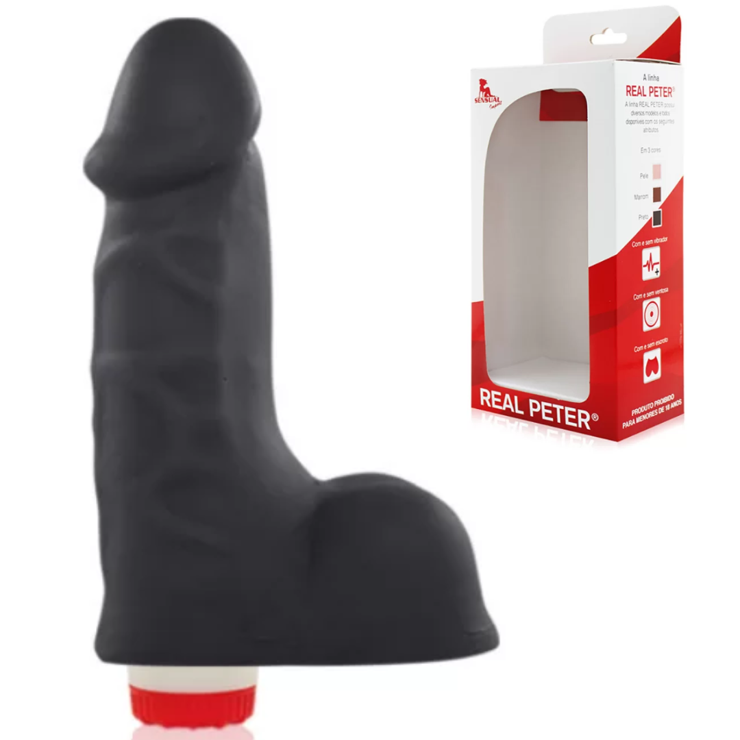 Pênis Vibrador Real Peter Mini Thor 14x5cm Preto