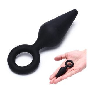 Plug Anal Pontinho Silicone com Alça de Segurança