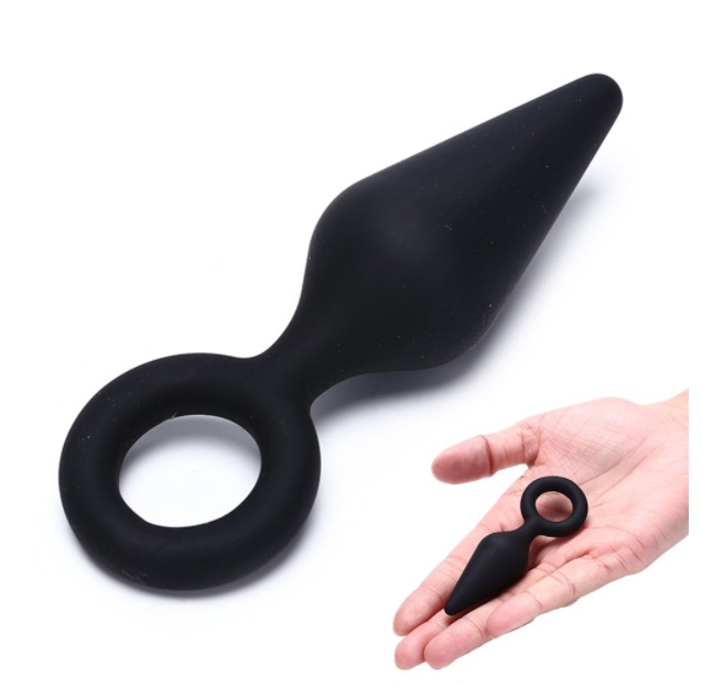 Plug Anal Pontinho Silicone com Alça de Segurança