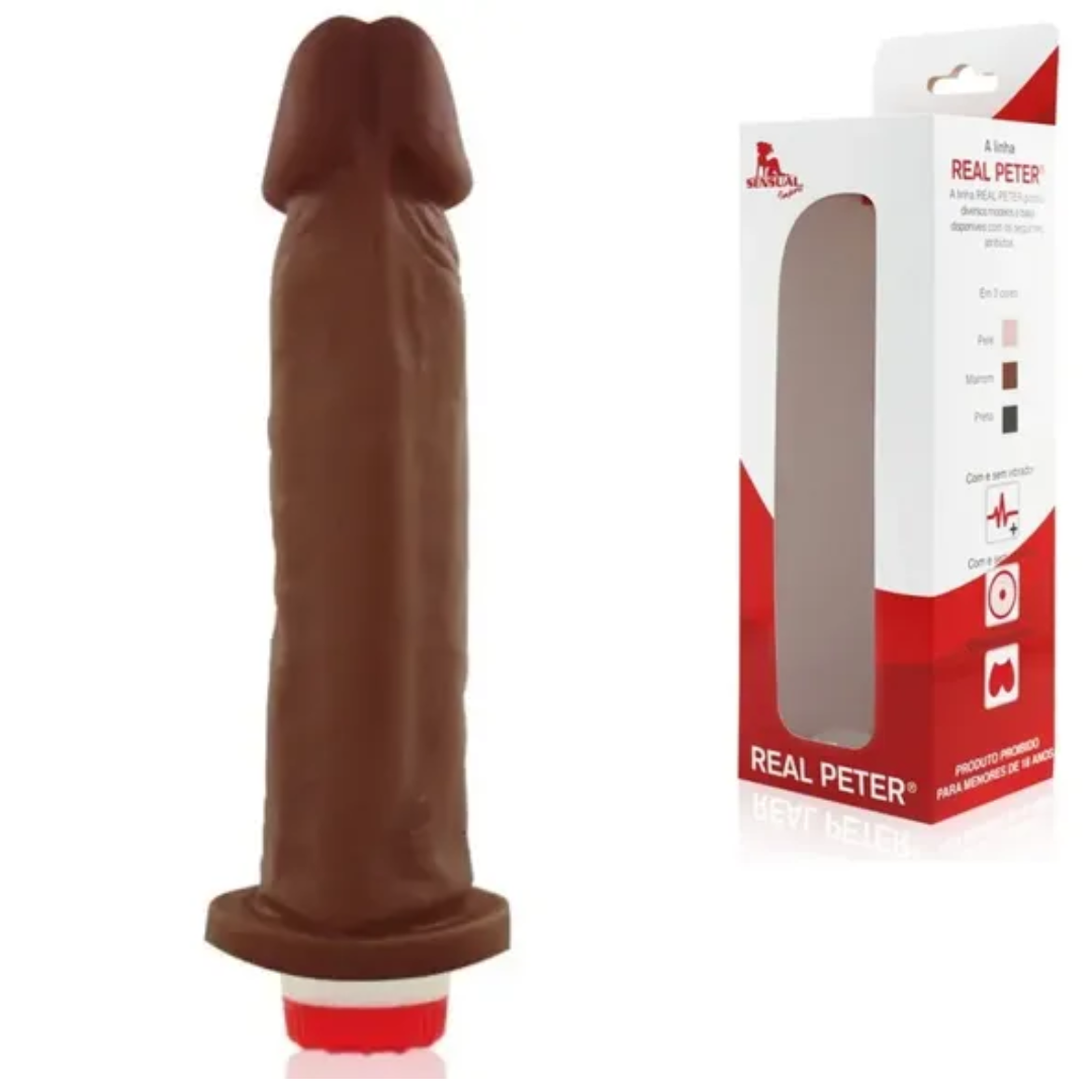 Pênis Real Peter vibrador Marrom Ideal - 4 x 15,5 cm - Sex Shop