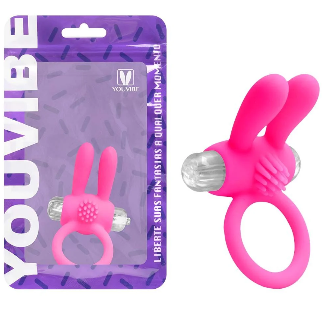 Anel Peniano Preto com Vibrador Estimulador Clitoriano