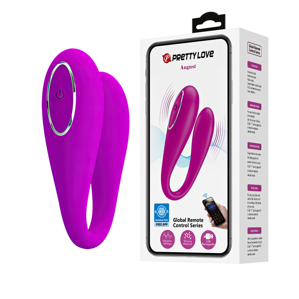 Vibrador de Casal com 12 Modos de Vibração Controlado via Bluetooth - PRETTY LOVE AUGUST