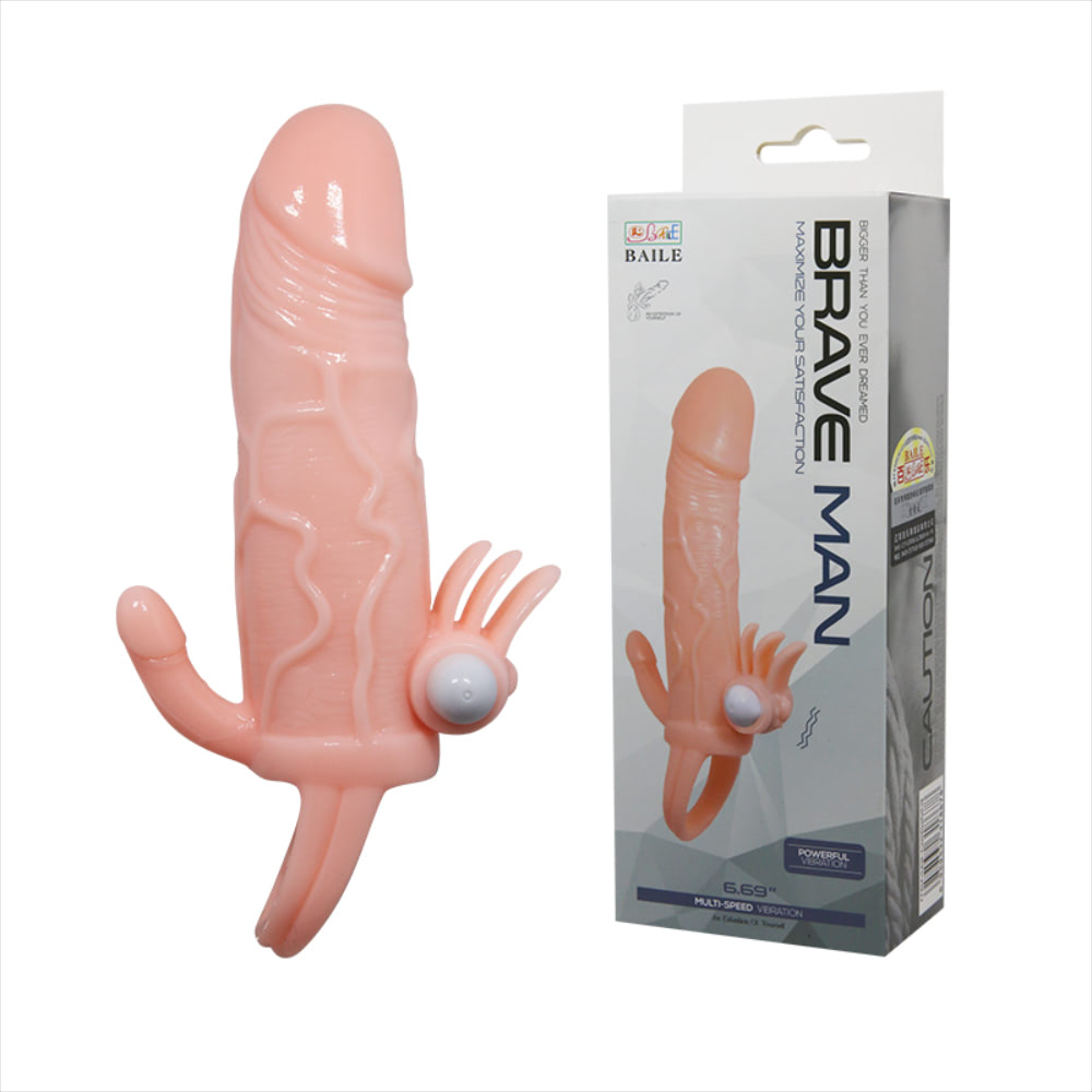 Capa Peniana com Extensor de 4cm e Anel Escroto - BRAVE MAN