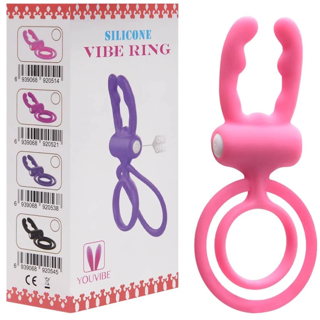 Anel peniano com argola para testículo com vibração