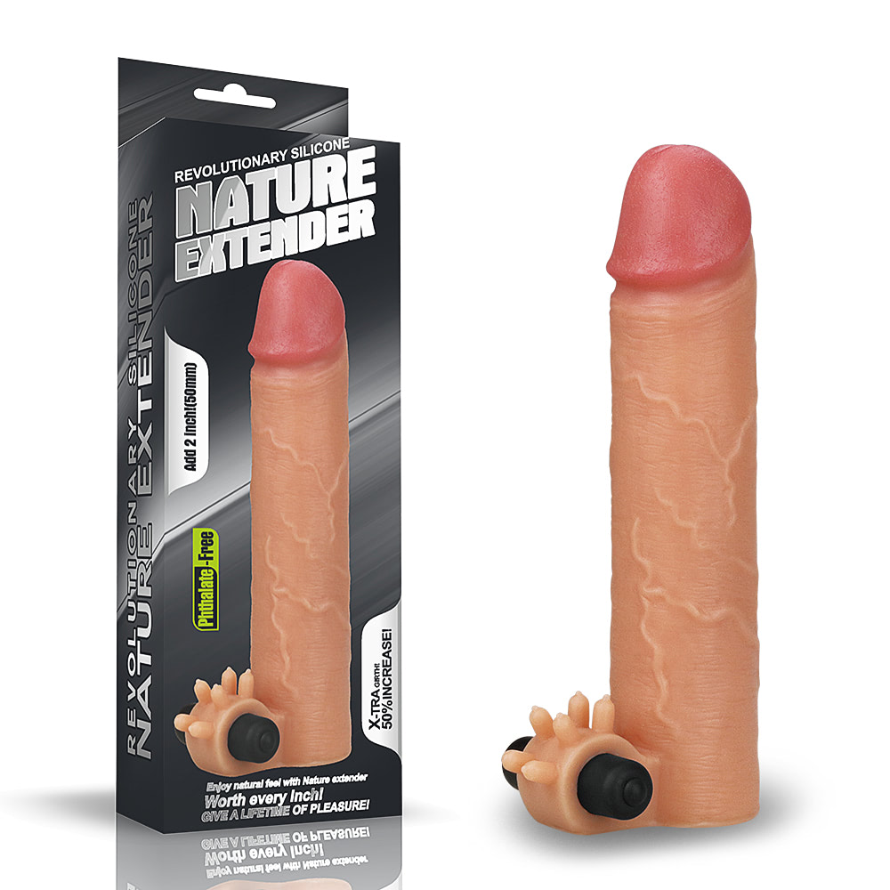 Capa Peniana com Extensor de 5 cm com Estimulador Clitoriano e Cápsula Vibratória - LOVETOY NATURE EXTENDER - Imagem 3