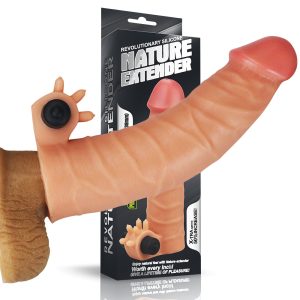 Capa Peniana com Extensor de 3,8 cm, Estimulador Clitoriano com Cápsula Vibratória - LOVETOY NATURE EXTENDER - Sexshop