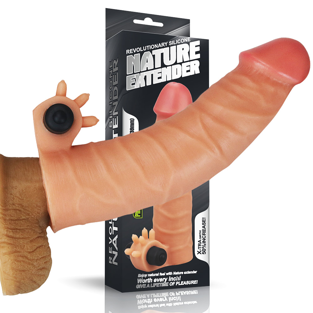 Capa Peniana com Extensor de 3,8 cm, Estimulador Clitoriano com Cápsula Vibratória - LOVETOY NATURE EXTENDER - Sexshop