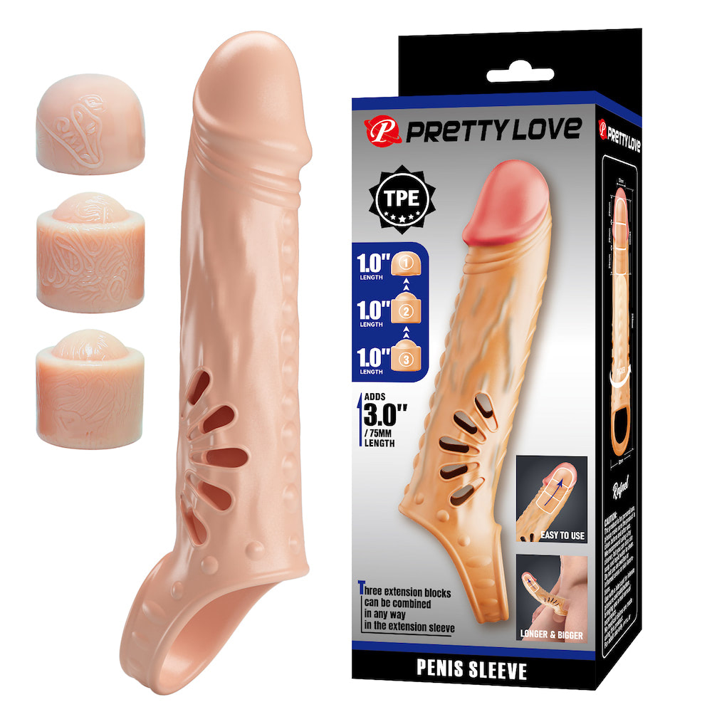 Capa peniana com extensor em sua ponta - PRETTY LOVE