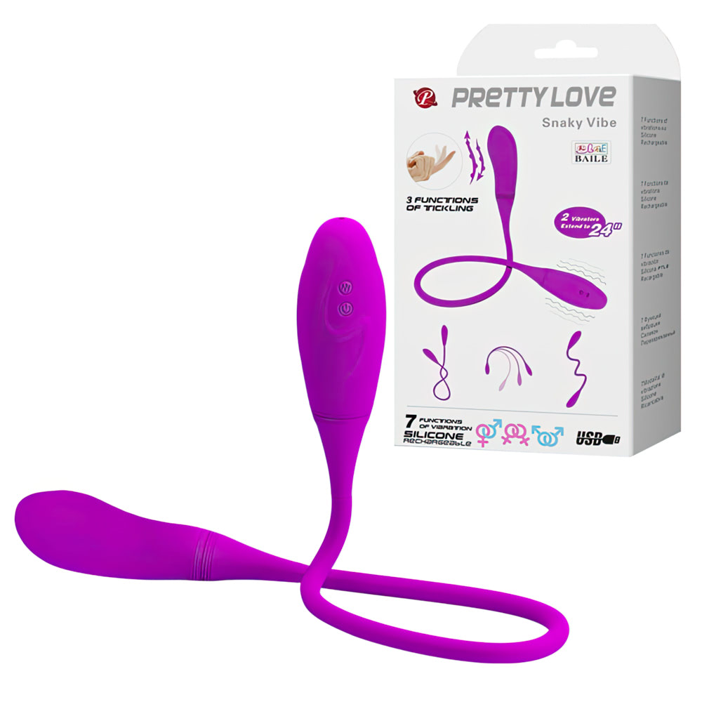Vibrador Recarregável Duplo - SNAKY VIBE III - 60 X 3 CM