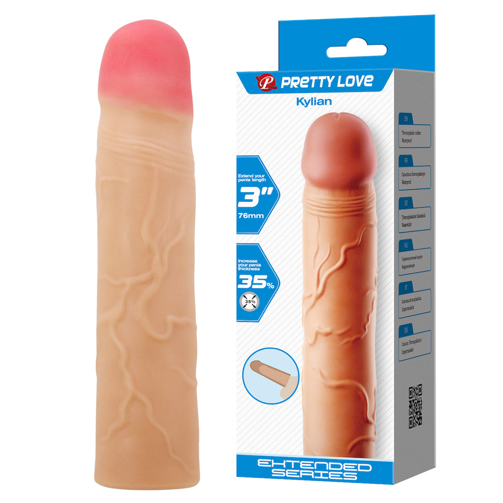 Capa Peniana com Extensor Pênis Kylian PRETTY LOVE 20,4X4CM