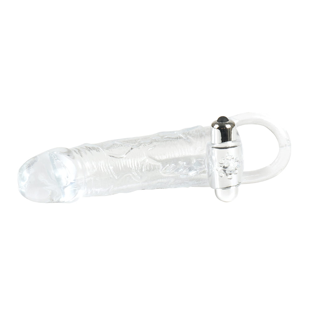 Capa Peniana Transparente C/ Vibrador e Anel de Escroto 19CM - Imagem 3