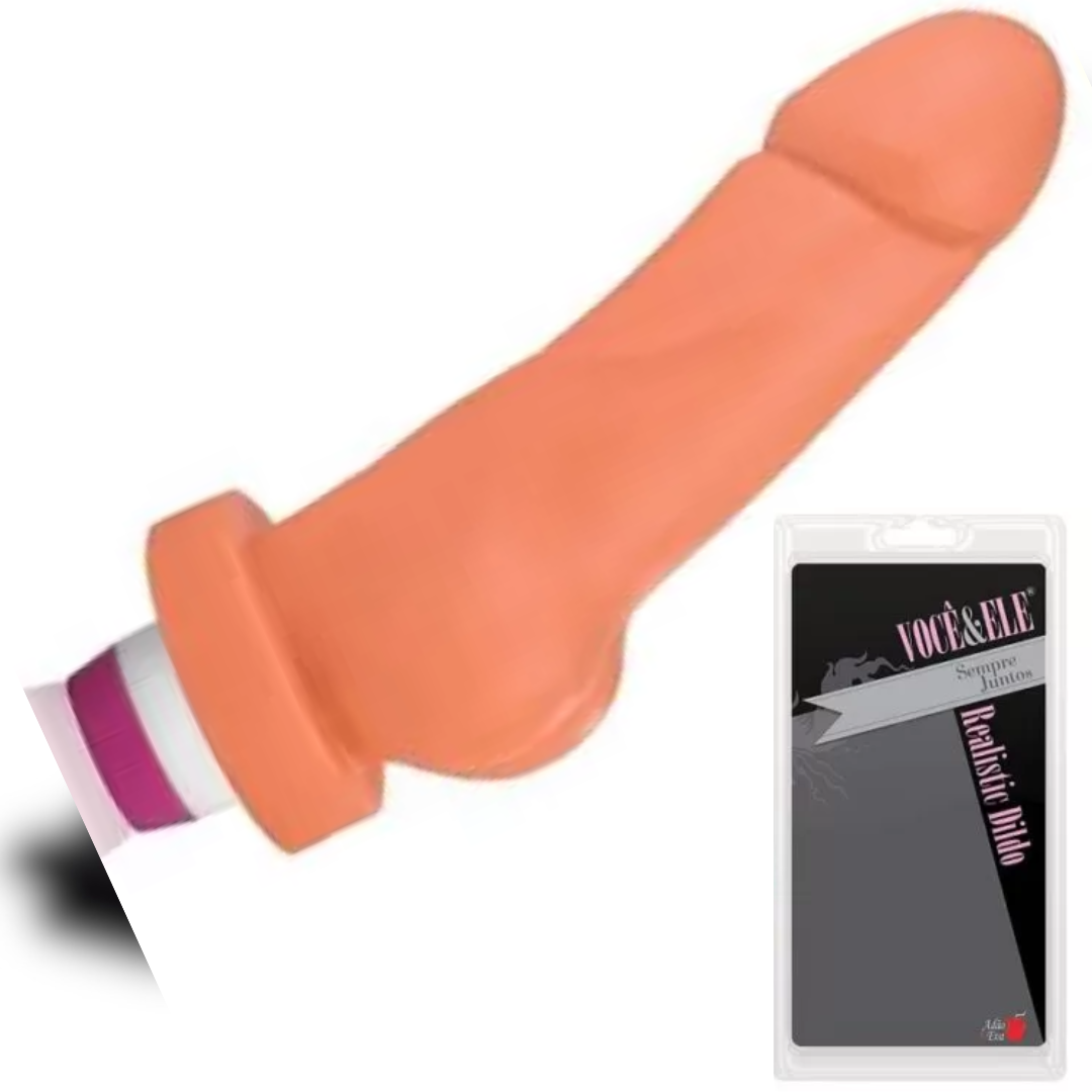 Prótese Sidious com escroto e Vibrador - 17x4 na cor pele - Sexshop