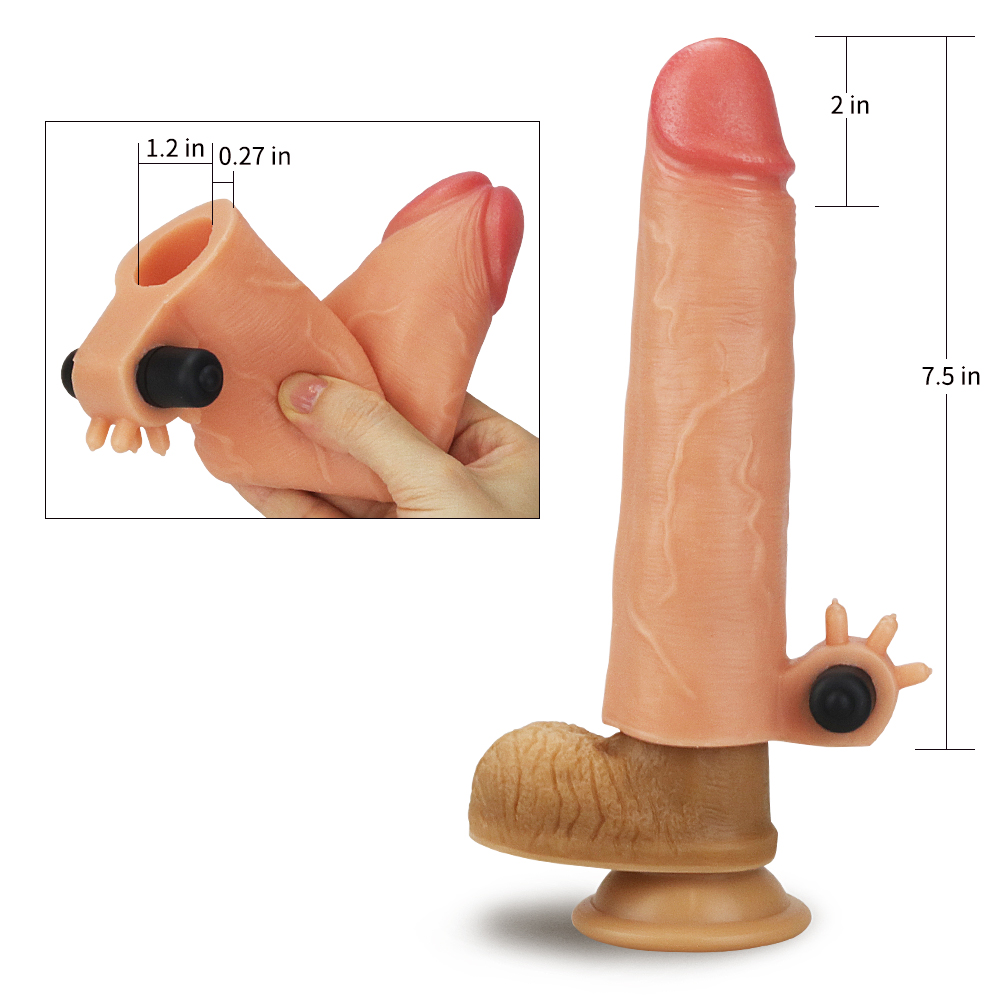 Capa Peniana com Extensor de 5 cm com Estimulador Clitoriano e Cápsula Vibratória - LOVETOY NATURE EXTENDER - Imagem 8
