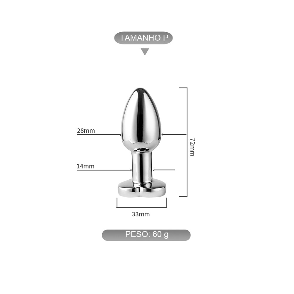 Plug anal de luxo em metal com LED - Tamanho P - Imagem 3
