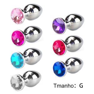 Plug em Alumínio Grande com Pedra em Cores Diversas Sex shop