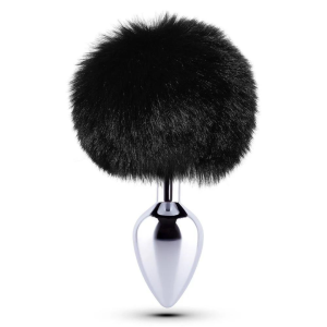 Plug Anal rabo de Coelho Pompom Preto - Sex shop
