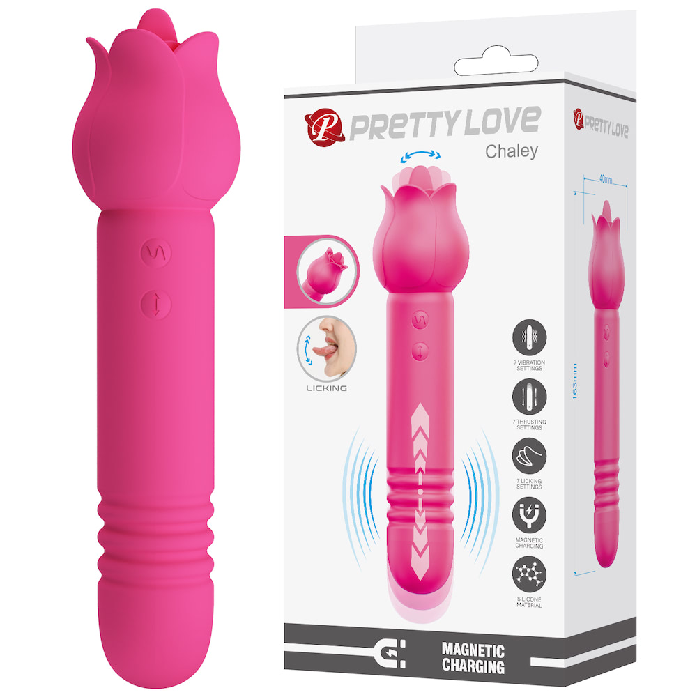 Vibrador Duplo Vai e Vem De Língua - Chaley - PRETTY LOVE