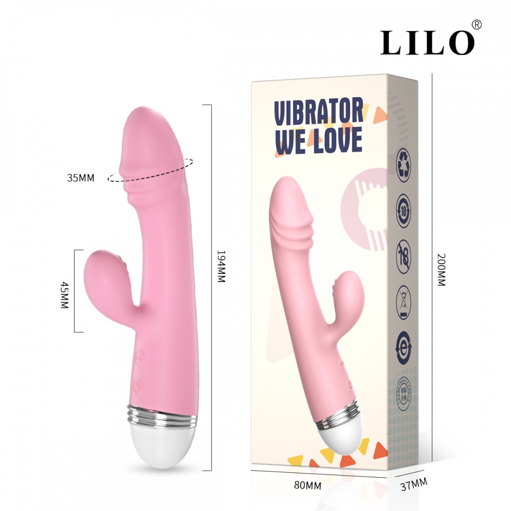 Vibrador com Estimulador de Clitóris e Ponto G 19x3,5CM LILO - Imagem 8
