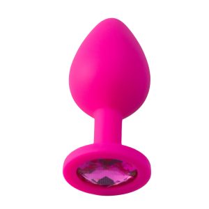 Plug Anal Pink em Silicone com Pedra - Tamanho M