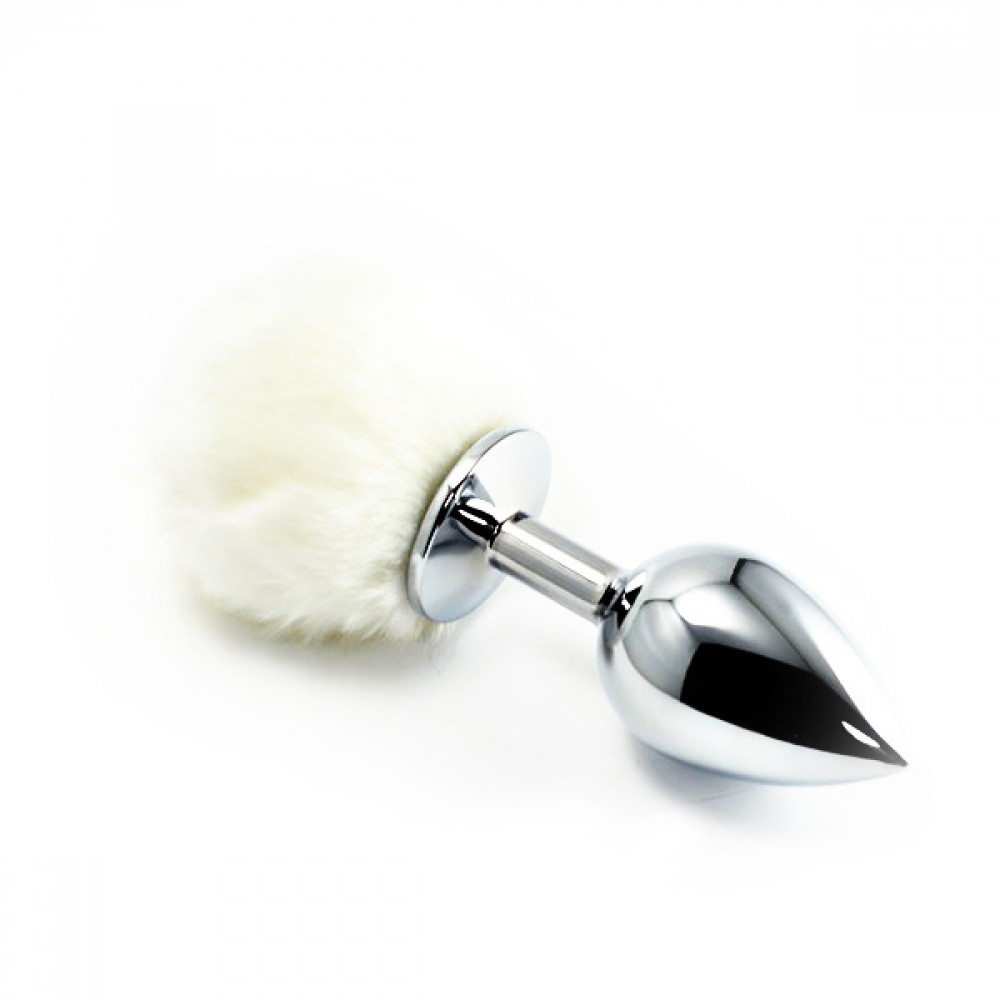 Plug Anal em Metal 7cm com Pompom Branco - Sex shop - Imagem 3