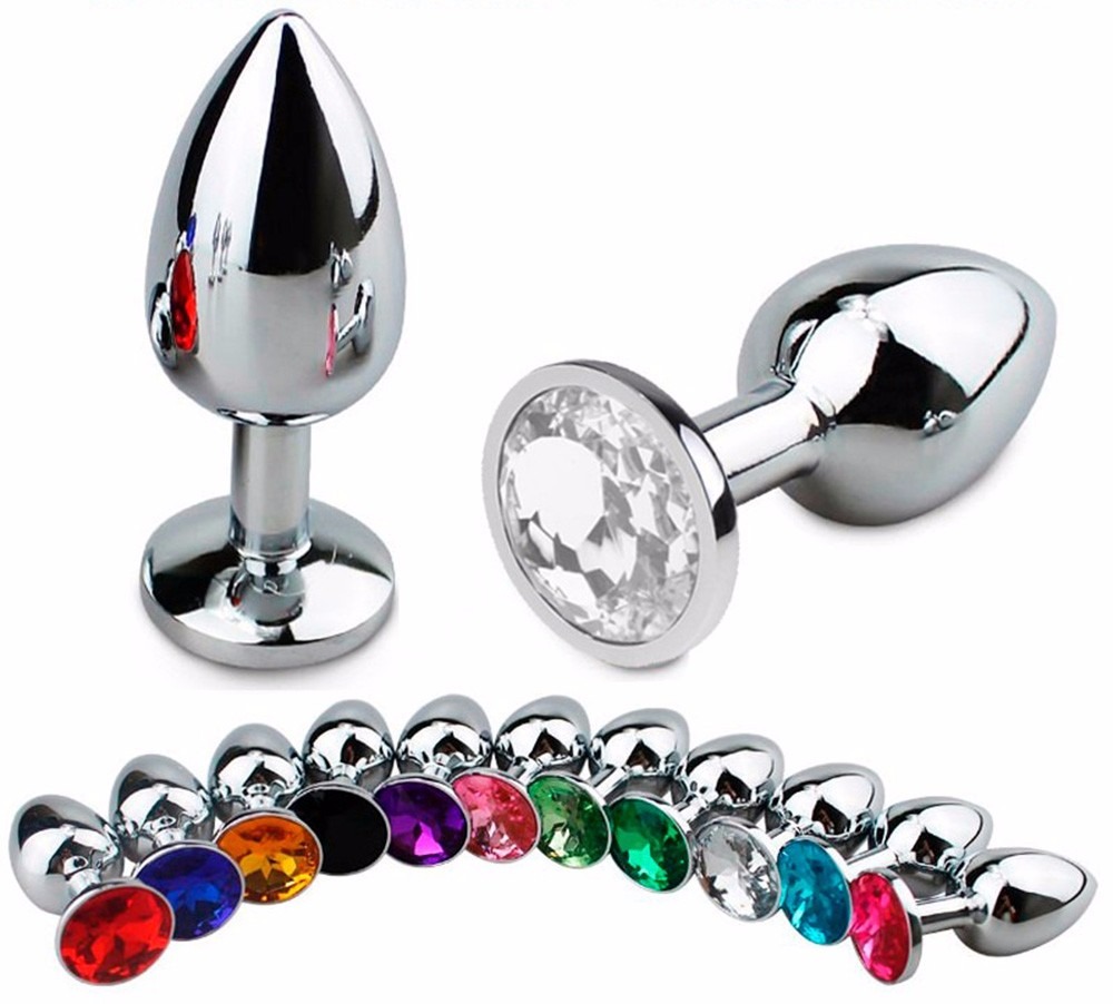 Plug Anal em Alumínio Médio com Pedra em Cores Diversas - Imagem 3
