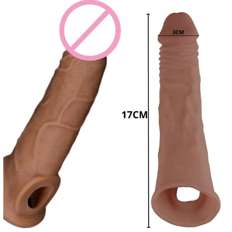 Capa Peniana Extensora - Anel de Escroto Ultra Macia 17x3CM - Imagem 2