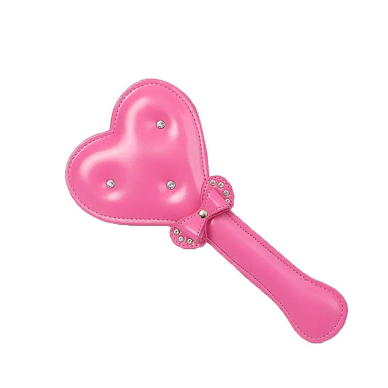 Chibata de Coração e Laço Rosa - Couro de Luxo
