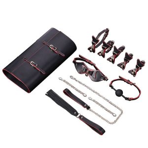 Kit Bondage Algema para Pulso e Pescoço com mordaça de Bola - Luxo