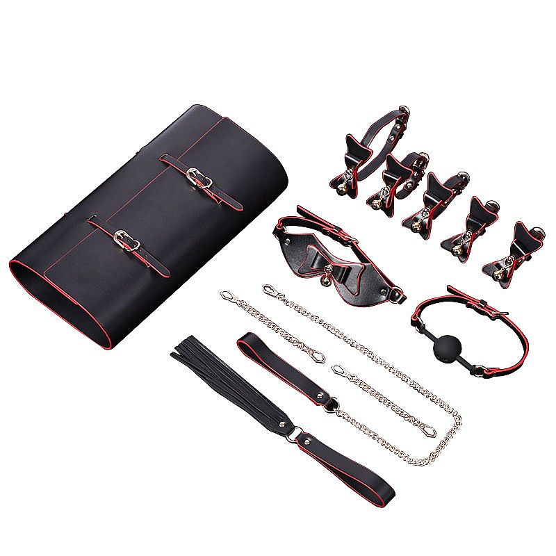 Kit Bondage Algema para Pulso e Pescoço com mordaça de Bola - Luxo