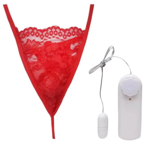 Calcinha de Renda Vermelha Com Vibrador Bullet Sexy Fantasy