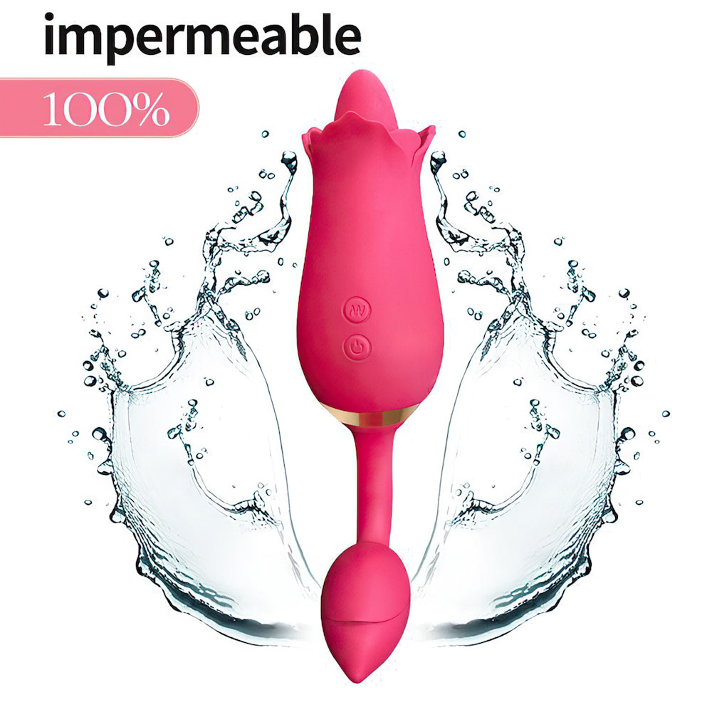 Vibrador Duplo com Lingua Massageadora + Plug Anal Aveludado - Imagem 4