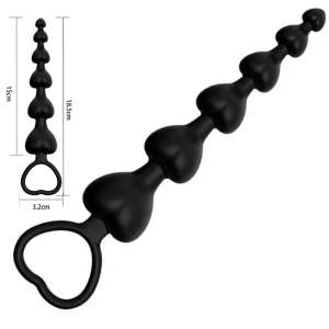 Plug Anal Escalonado Com Formato de Coração Silicone 18 Cm