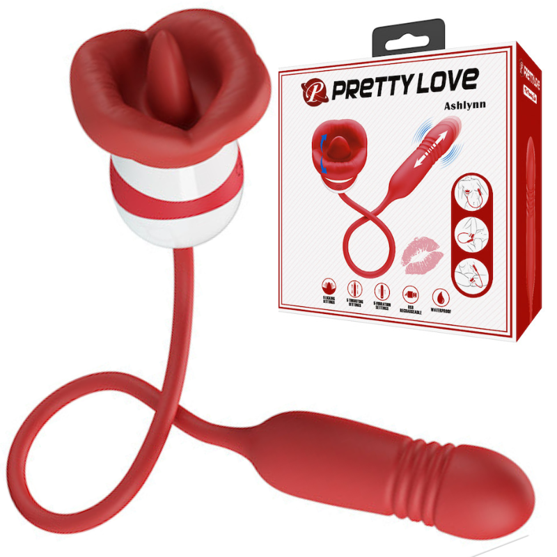 Vibrador Duplo Flexível Língua e Bullet Vai e Vem Ashlynn