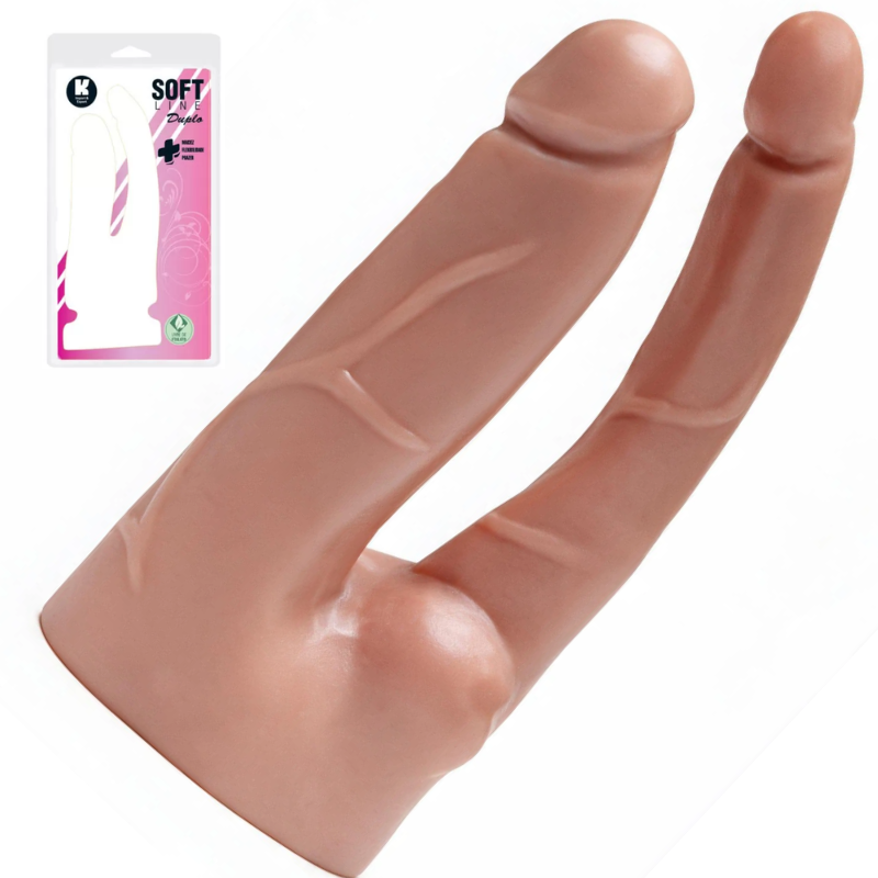 Pênis Dupla penetração 17cm Cor bege