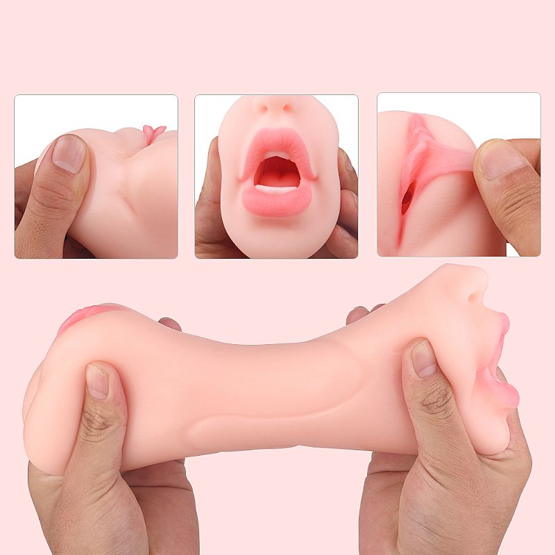 Masturbador em Cyberskin Masculino Formato de Vagina e Boca - Imagem 9