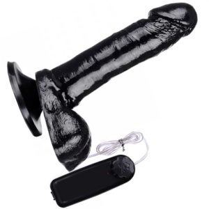 Pênis Realístico vibrador e ventosa 17,5x3,8 Preto - Sexshop