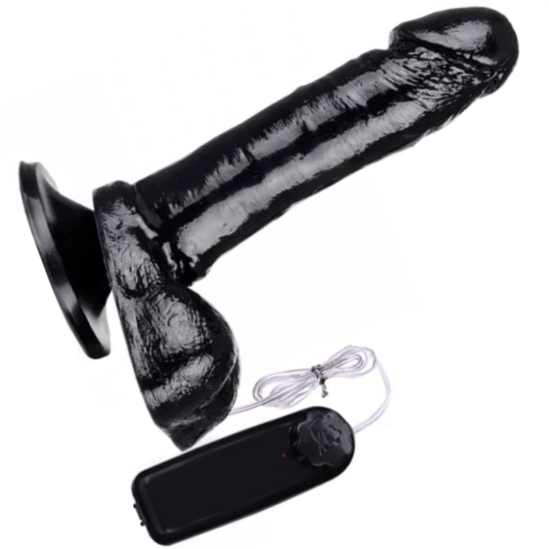Pênis Realístico vibrador e ventosa 17,5x3,8 Preto - Sexshop