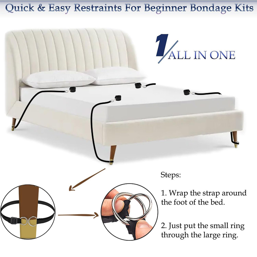 Kit de Bondage e Restrição de Cama com 8 Peças - Sex shop - Imagem 9